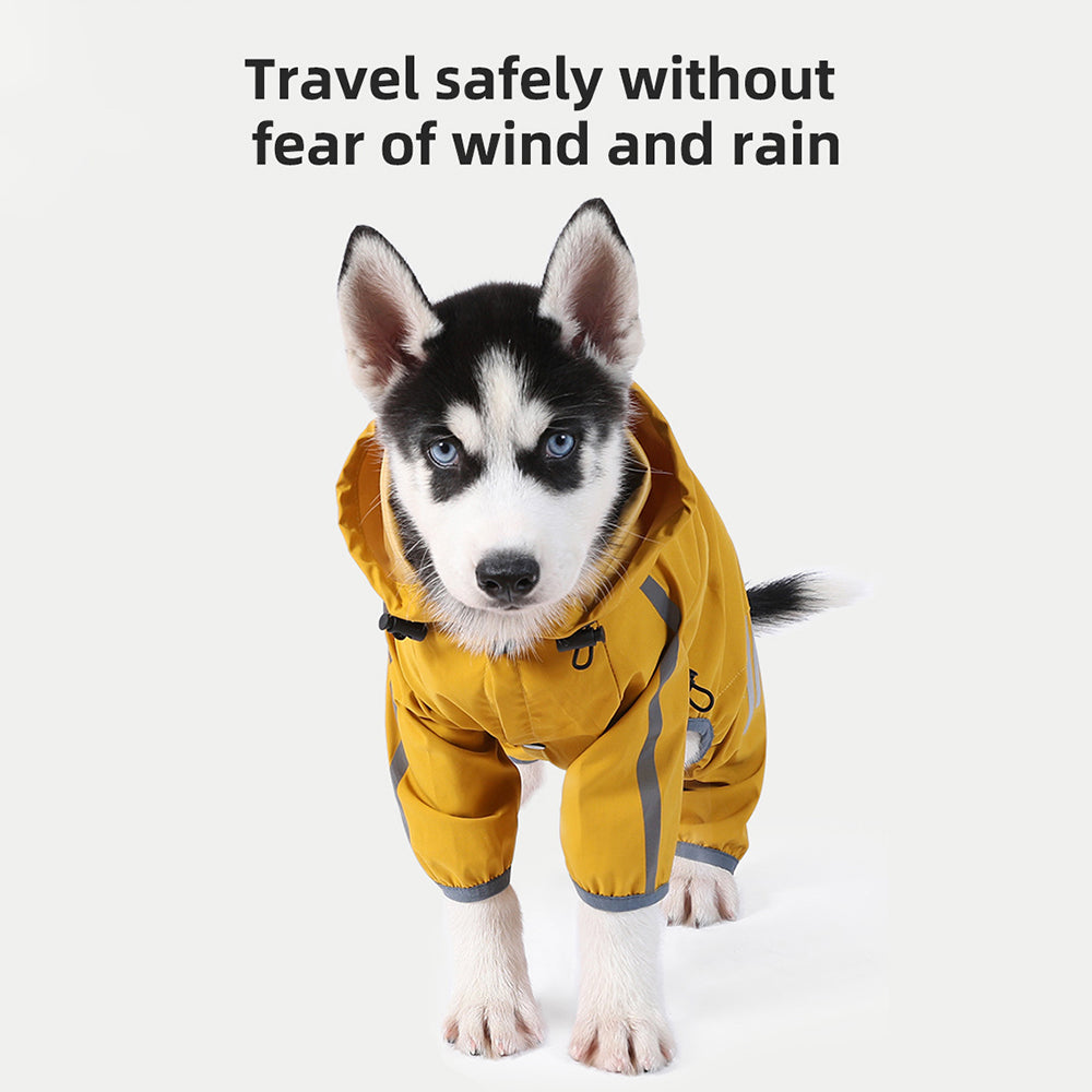 Dog Raincoat With Reflective, Waterproof Dog Rain Jacket With Hood