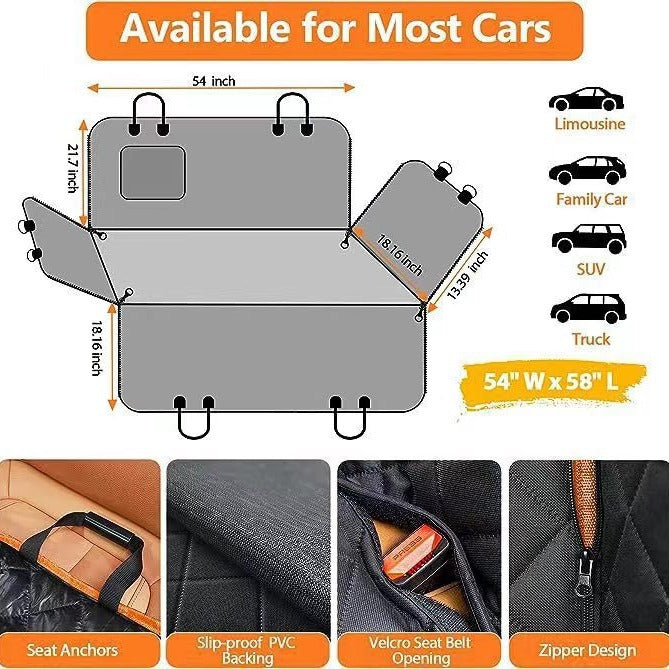 Waterproof Dog Car Rear Seat Cover with Pocket | Anti-Scratch Pet Mat for Cars, SUVs & Travel